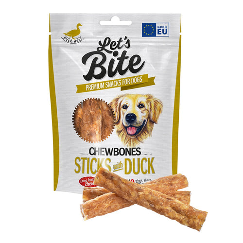 LET's Bite Chewbones, poslastica za pse, stapici s pacetinom, 120g