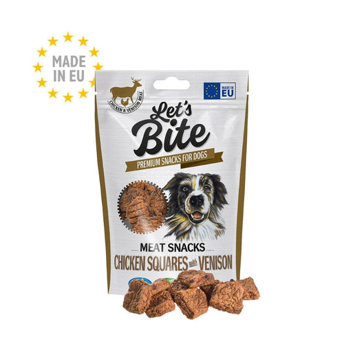 LET's Bite Meat Snacks, kockice piletine s divljaci, 80g