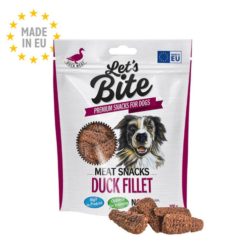LET's Bite Meat Snacks, poslastica za pse, fileti pacetine, 300g