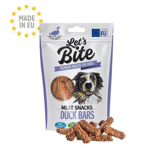 LET's Bite Meat Snacks, poslastica za pse, plocice pacetine, 80g