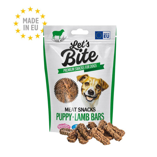 LET's Bite Meat Snacks, poslastica za pse, PUPPY plocice janjetine, 80g