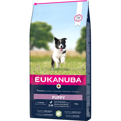 EUKANUBA PUPPY&JUNIOR SM/MED Janjetina s rizom, 12kg