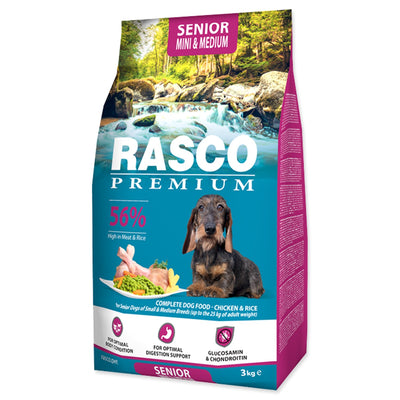 RASCO Premium SENIOR, Mini/Medium, piletina s rizom, 3kg