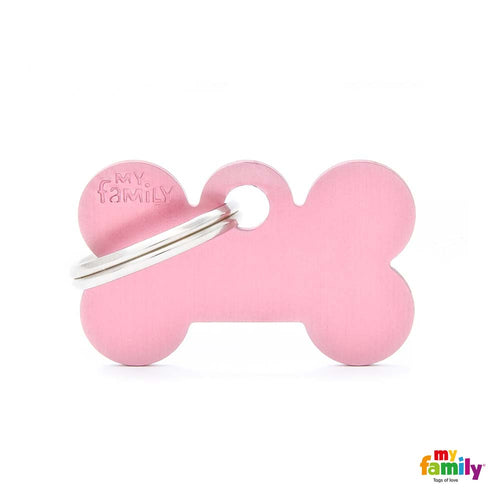 MYFAMILY Basic Plocica za graviranje Kost S, aluminij, 3x1,9cm, roza