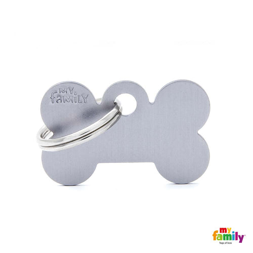 MYFAMILY Basic Plocica za graviranje Kost S, aluminij, 3x1,9cm, siva