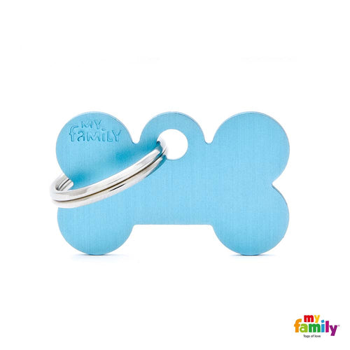 MYFAMILY Basic Plocica za graviranje Kost S, aluminij, 3x1,9cm, svijetlo plava