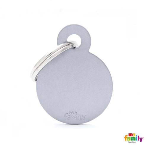 MYFAMILY Basic Plocica za graviranje Krug S, aluminij, 2,15x2,85cm, siva