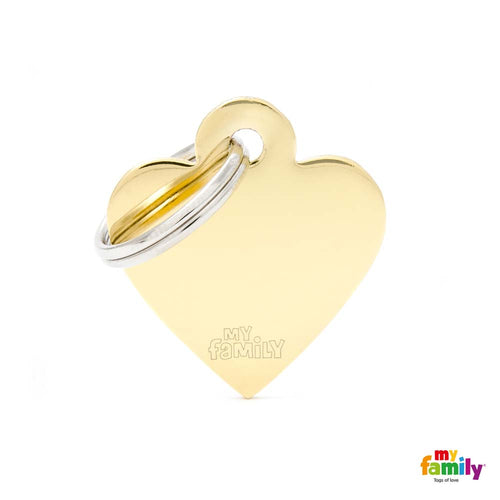 MYFAMILY Basic Plocica za graviranje Basic Srce S, mesing, 2,5x2,8cm, zlatna