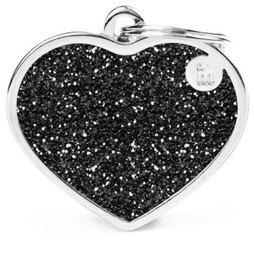 MYFAMILY Shine Plocica za graviranje Srce L, 3,76x3,1cm, crna