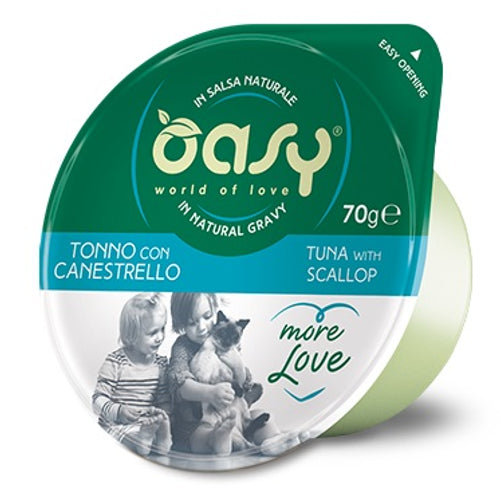 OASY More Love, posudica za macke, tunjevina s Jakobovim kapicama u umaku, 70g