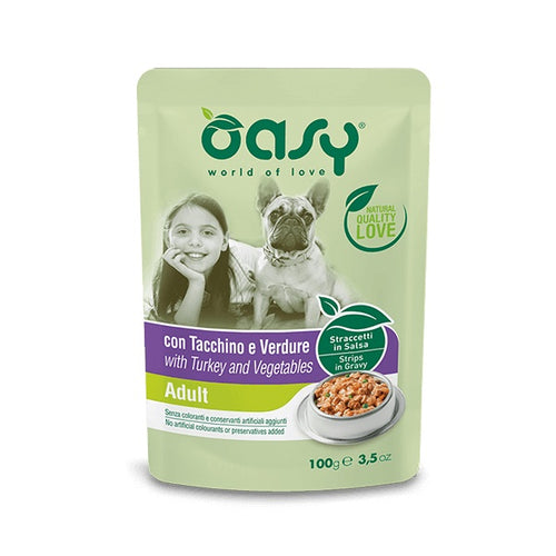 OASY Vrecica za pse, trakice s puretinom i povrcem u umaku, 100g