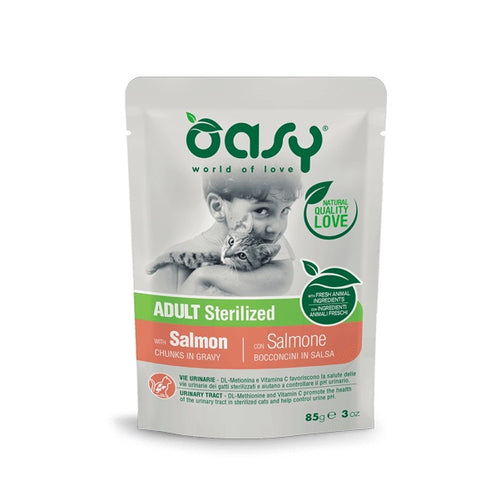 OASY Vrecica za sterilizirane macke, komadici s lososom u umaku, 85g