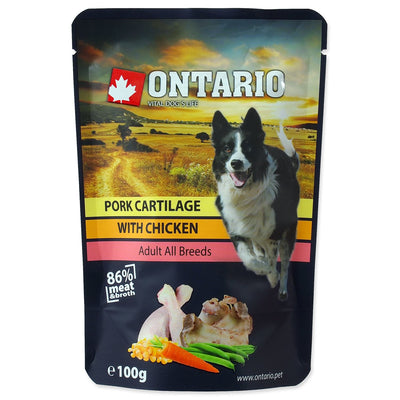 ONTARIO Dog, vrecica, piletina sa svinjskom hrskavicom, u temeljcu, 100g