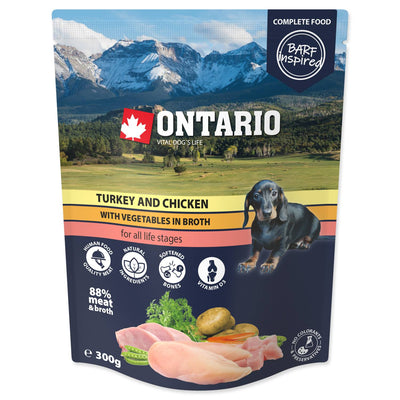 ONTARIO Dog, vrecica, puretina i piletina s povrcem, u temeljcu, 300g