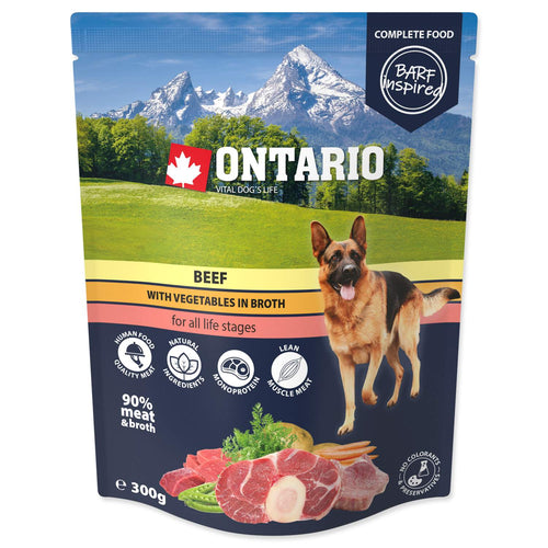 ONTARIO Dog MONO, vrecica, govedina s povrcem u temeljcu, 300g