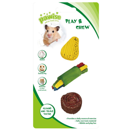 PAWISE Igracka za glodavce Wood'n Loofah Kruska Pretty Toy 3 kom