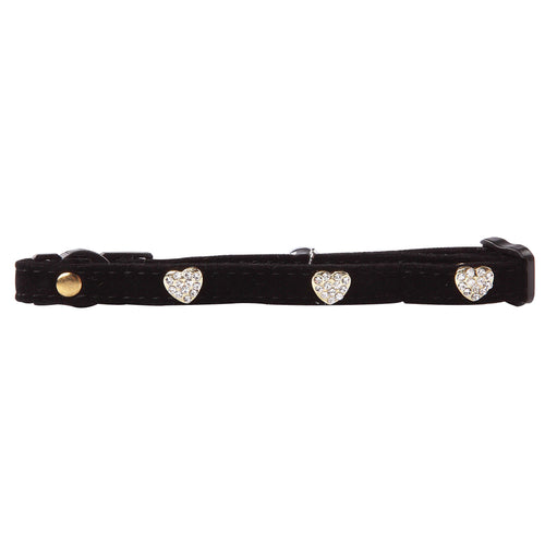 PAWISE Ogrlica za mace Diamond Heart crna