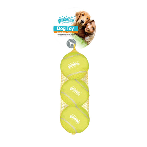 PAWISE Squeaky Tenis loptica, 3 kom, 6,3cm