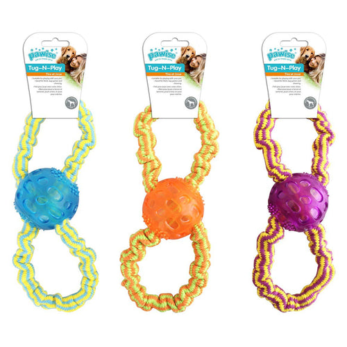 PAWISE Tug-N-Play Ring sa spagom i ruckom, 30cm, razne boje