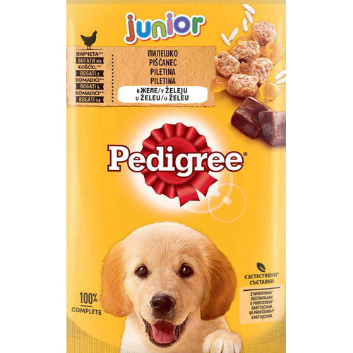 PEDIGREE JUNIOR s piletinom i rizom u zeleu, 100g