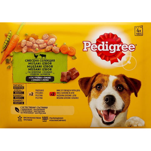 PEDIGREE Multipack s pil./pov. i s gov./pov. u umaku, 4x100g