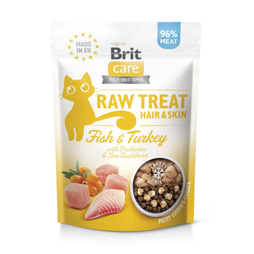 BRIT CARE Raw Treat Hair&Skin, riba/puretina, liofizir. poslastica za macke, 40g