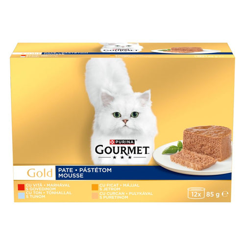 GOURMET Gold Multipack, mousse s govedinom/jetrom/tunjevinom/puretinom, 12x85g