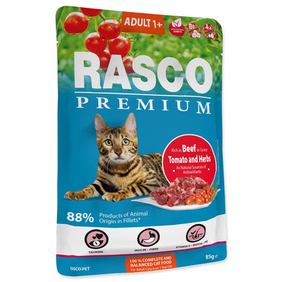 RASCO Premium Cat, vrecica, bogato govedinom, u umaku, 85g
