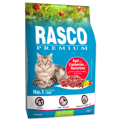 RASCO Premium Cat Sterilised, govedina, obogaceno brusnicom i dragoljubom, 2kg