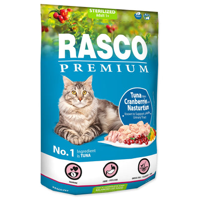 RASCO Premium Cat Sterilised, tunjevina, obogaceno brusnicom i dragoljubom 