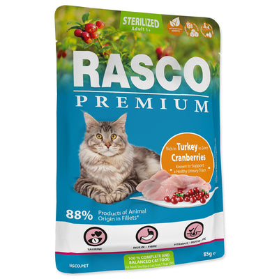 RASCO Premium Cat Sterilised, vrecica, bogato puretinom, u umaku, 85g