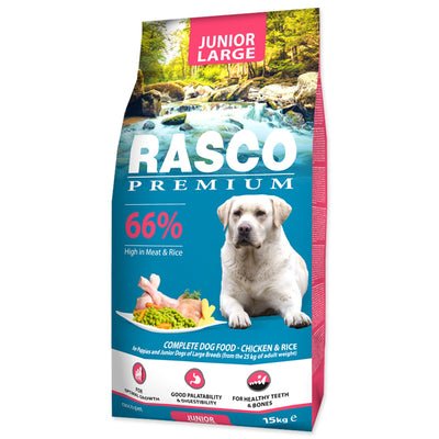 RASCO Premium JUNIOR Large, piletina s rizom, 15kg