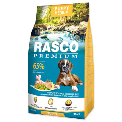 RASCO Premium PUPPY Medium, piletina s rizom 