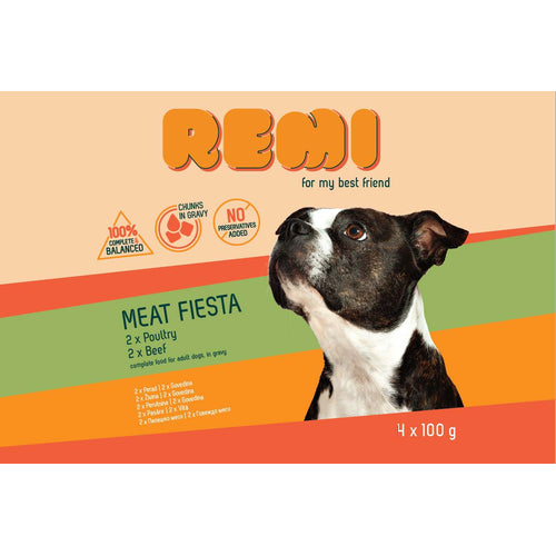 REMI Multipack Meat Fiesta, 2x s peradi, 2x s govedinom, za pse, 4x100g