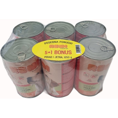 REMI Perad i jetra, potpuna hrana za pse, 1250g, 5+1 BONUS