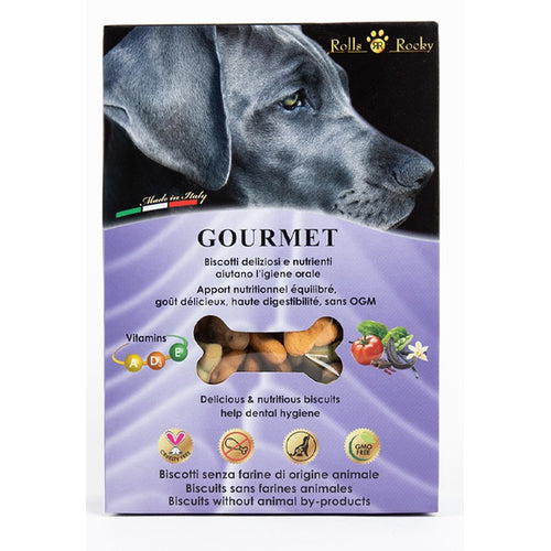 ROCKY GOURMET biskviti za pse, s okusom vanilije/rajcice/spinata/rogaca, 300g