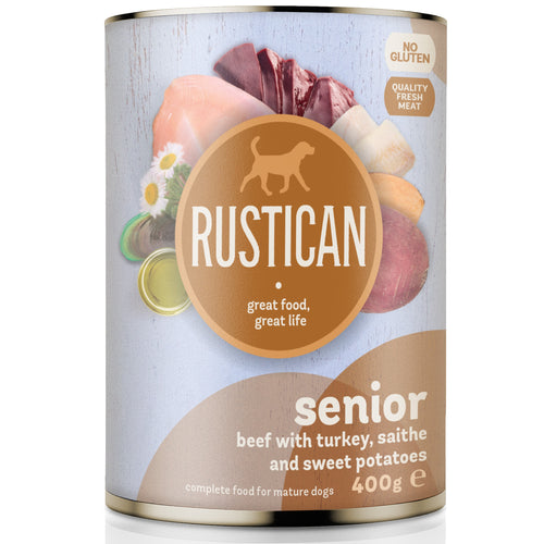 RUSTICAN SENIOR Govedina s puretinom, crnim bakalarom i batatom, bez glutena