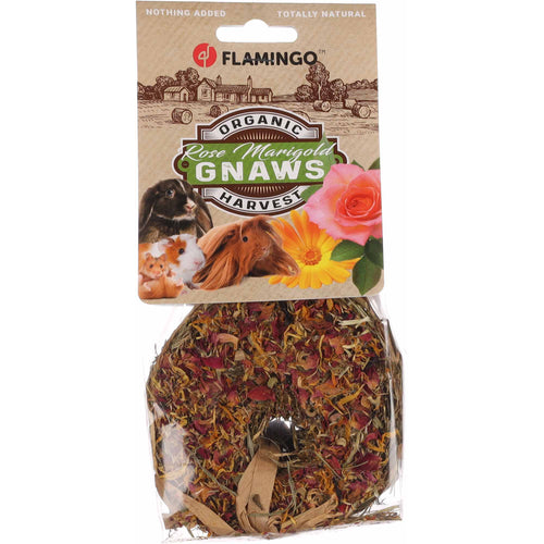 FLAMINGO Donut sijeno, poslast. za male ziv, i kunice, neven/ruzine latice, 65g