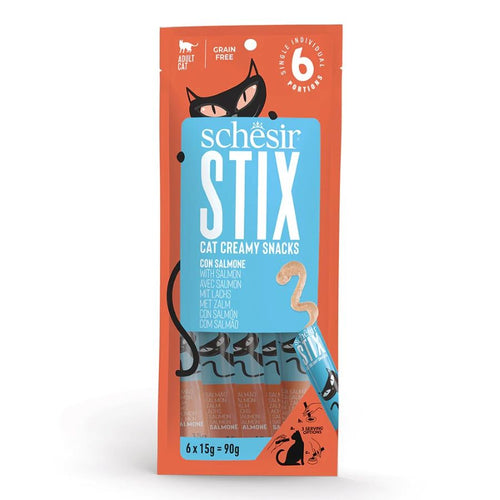 SCHESIR Cat Stix, losos, kremasta poslastica za macke, bez zitarica, 6x15g