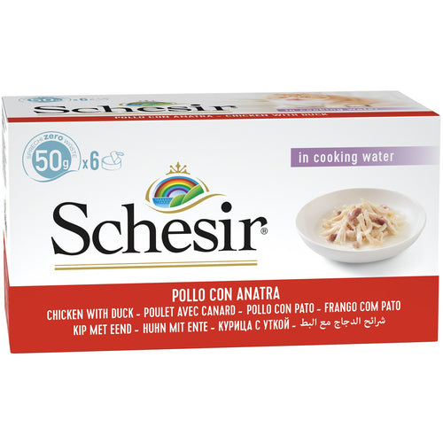 SCHESIR Konzerva za macke multipack, pileci file s pacetinom, 6x50g