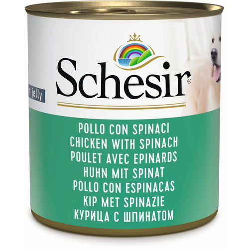 SCHESIR Konzerva za pse Pileci file u zeleu sa spinatom, 285g