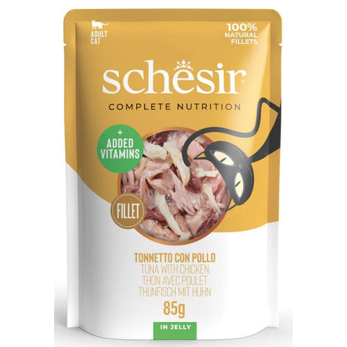 SCHESIR Vrecica za macke, Tuna i piletina u zeleu, 85g