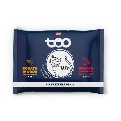 TEO Cat multipak, 2x s piletinom 2x s govedinom, 4x85g