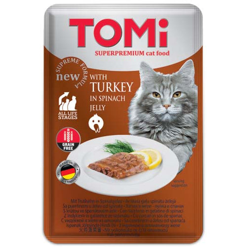 TOMI Grain-free Vrecica za macke s peradi u zeleu od spinata, 100g
