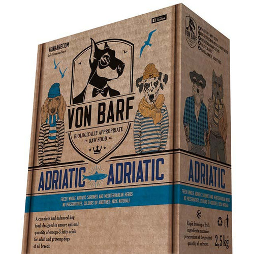 Von BARF Adriatic, sirova zamrznuta hrana za pse, 10x250g