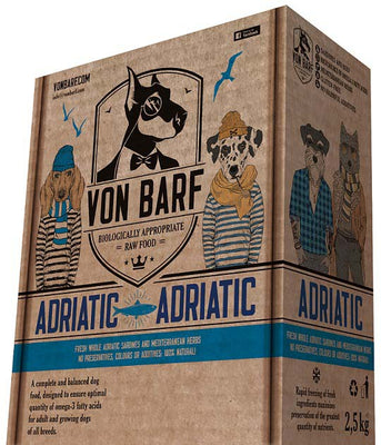 Von BARF Adriatic, sirova zamrznuta hrana za pse, 10x250g