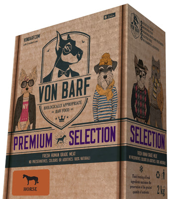 Von BARF Premium Selection, konjetina, sirova zamrznuta hrana za pse, 8x250g 