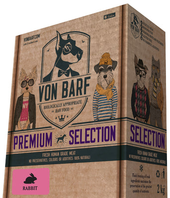 Von BARF Premium Selection, kunicevina, sirova zamrznuta hrana za pse, 8x250g