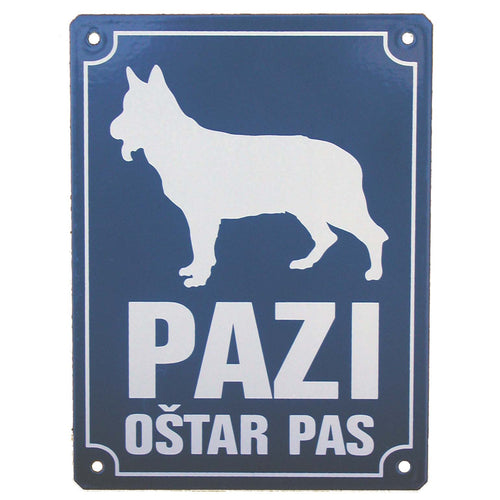 ZOO PRODUKT Ploca za ogradu Pazi ostar pas, metalna, 20x16cm