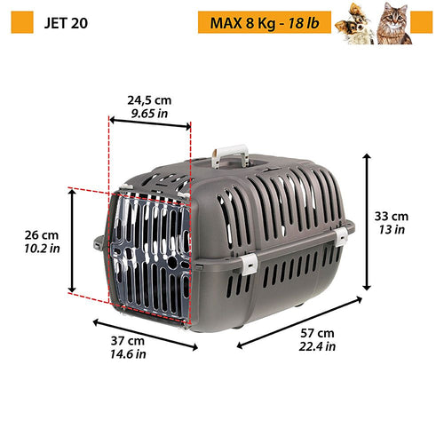FERPLAST Transporter Carrier Jet 20, 37x57xh33 cm, siva